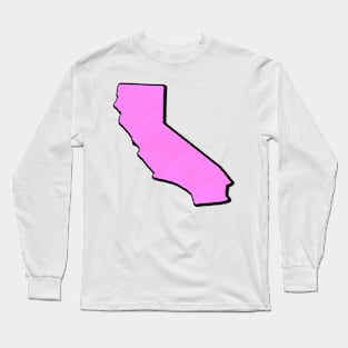 Pink California Outline Long Sleeve T-Shirt